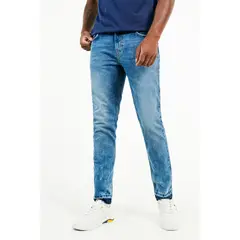 KOAJ - Jean skinny tiro bajo azul oscuro con manchas en láser HOMBRE