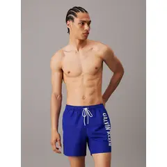 CALVIN KLEIN - Bermuda De Baño azul de largo medio con cordón - Intense Power