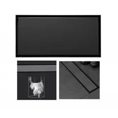 GENERICO - Rejilla Negra Rectangular Piso 20cmx10cm Panel Oculto Tames