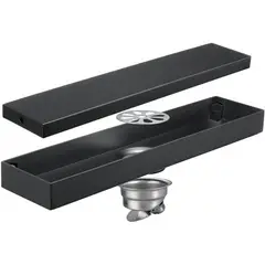 GENERICO - Rejilla Negra Rectangular Piso 50cmx10cm Panel Oculto Tames
