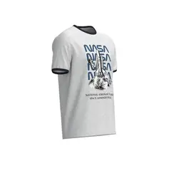 KOAJ - Camiseta unicolor con contrastes, arte de NASA y manga HOMBRE