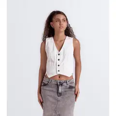 UNSER - Karoll Blusa Tipo Chaleco Con Botones Y Bolsillos