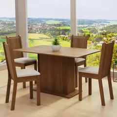 MADESA - Juego de Comedor Tina con 4 Sillas Marrón/Beige