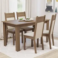 MADESA - Juego de Comedor Ellen con 4 Sillas Marrón/Beige