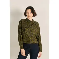 KOAJ - Blusa unicolor crop top estampada con manga larga Mujer
