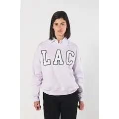 KOAJ - Buzo lila oversize con estampado college y cuello bandeja MUJER