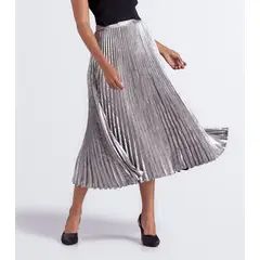 DEREK - Falda Larga Plisada Unicolor