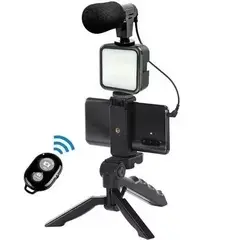GENERICO - Estabilizador Soporte Celular Luz Led Micrófono + Control