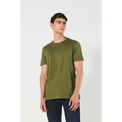 KOAJ - Camiseta en algodón unicolor ajustada con manga corta Hombre