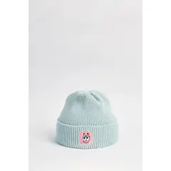 KOAJ - Gorro tejido unicolor con doblez y bordado de Patricio Mujer