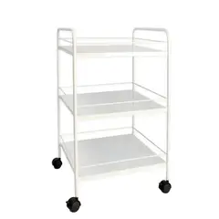 GENERICO - Mesa Auxiliar De 3 Entrepaños Con Rodachines blanca grande