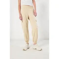 KOAJ - Pantalón unicolor cargo jogger con bolsillos laterales MUJER