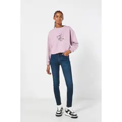 KOAJ - Buzo crop top cuello redondo rosado para mujer, cuello y MUJER