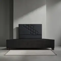 GENERICO - Basecama dividida Gris plomo de 140 y cabecero geometry (cama Doble)