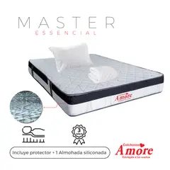 COLCHONES AMORE - Colchón Master Sencillo Firmeza Media Ortopédico 100x190cm +Almohada +Protector Colchones Amore.