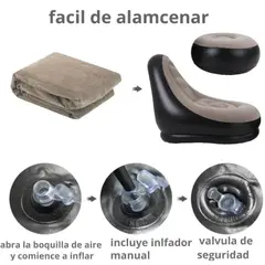 GENERICO - SILLON INFLABLE PORTATIL CON REPOSA PIES INCLUIDO