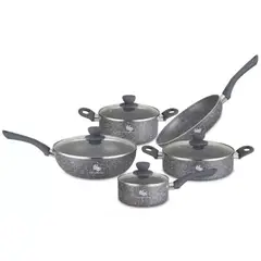 SCHAFFHAUSEN - Batería Ollas En Granito Antiadherente Gris 9pcz