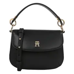 TOMMY HILFIGER - Bolso negro cruzado con cierre de solapa