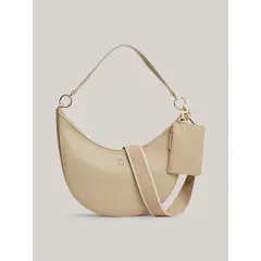 TOMMY HILFIGER - Bolso beige de hombro con monotipo Hilfiger
