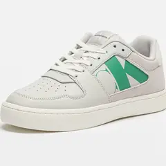 CALVIN KLEIN - Tenis gris clásicos con detalle de gamuza