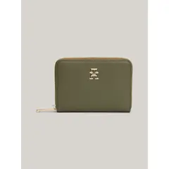 TOMMY HILFIGER - Billetera verde Chic mediana con cremallera