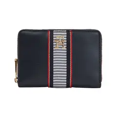 TOMMY HILFIGER - Billetera Azul Mediana Con Cremallera y Monograma