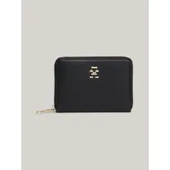 TOMMY HILFIGER - Billetera negra Chic mediana con cremallera