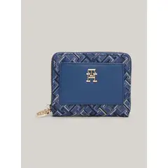 TOMMY HILFIGER - Billetera azul de lona en jacquard con cremallera