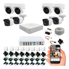 HIKVISION - Kit de Seguridad Hikvisión Hilok Dvr 8ch incluye 8 Camaras 1080P + Cable