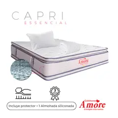 COLCHONES AMORE - Colchón Capri Semidoble Firmeza Media Ortopédico+Pillow120x190cm+Almohada+Protector Colchones Amore.