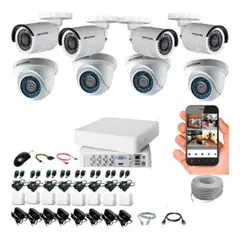 HIKVISION - Kit DVR 8ch + 8 Cámaras 1080p + Cable