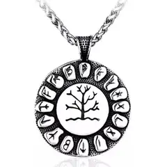 GENERICO - Collar Runa Árbol De La Vida Vikingo Color Plata Para Hombre