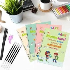 GENERICO - Libros De Caligrafía Montessori X 4 Para Niños Tinta Mágica