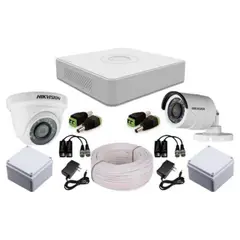 HIKVISION - Kit de seguridad Dvr 4ch + 2 Cámaras 1080p + Cable