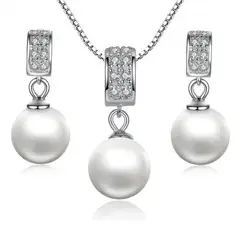 ALHAJAS - Juego De Collar Y Aretes Para Mujer Perlas Plata 925