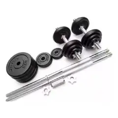 GENERICO - Kit Pesas 50 Kilos Set Convertible Mancuernas Con Barra
