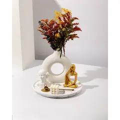 DECORACIONES ALE Y GABI - Centro Decorativo Jarron Plato Velas y Adornos