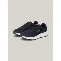 TOMMY HILFIGER - Tenis azul robustas con mezcla de texturas