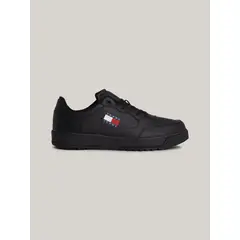 TOMMY HILFIGER - Tenis negro Essential en cuero de estilo retro