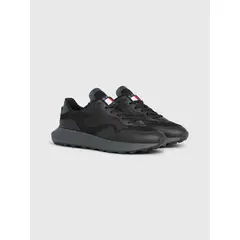 TOMMY HILFIGER - Tenis negro estilo running de texturas mixtas