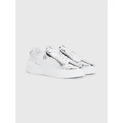 TOMMY HILFIGER - Tenis gris Elevated en cuero con monograma TH