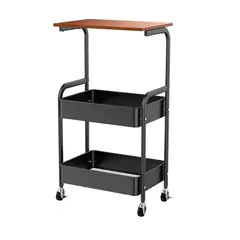 GENERICO - Mesa Auxiliar De Madera Móvil Con Canastas