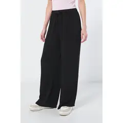 KOAJ - Pantalón palazzo negro tiro alto con diseño de bota rec Mujer