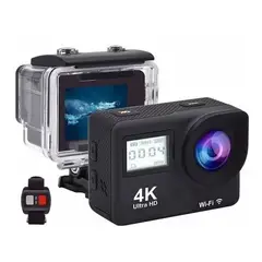AMERICAN GENERICS - Camara Deportiva Wifi 4K Doble Pantalla Sumergible Wifi