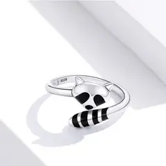 ALHAJAS - Anillo Ajustable Para Mujer Mapache Fabricado En Plata 925