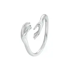 ALHAJAS - Anillo Ajustable Para Mujer Amistad Abrazo Fabricado En Plata 925