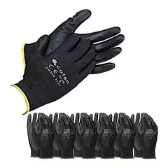 GENERICO - Guantes Negros Poliuretano X12 Pares Mecánico Seguridad Moto