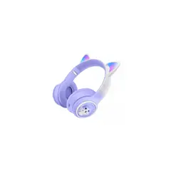 INFANTILES CAJUROMIX - Audífonos Diadema Bluetooth Figura Gatito AKZ-02 Morado