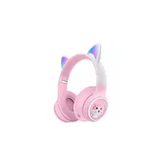 INFANTILES CAJUROMIX - Audífonos Diadema Bluetooth Figura Gatito AKZ-02 Rosado