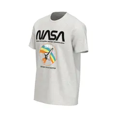 KOAJ - Camiseta unicolor con diseÃ±o de NASA y cuello redondo HOMBRE